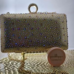 Gold Rhinestone Clutch Purse